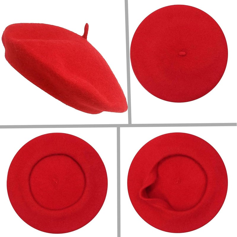 IZUS Women French Beret Hat Solid Artist Hat Wool Adult Beret Winter Warm Beanie Cap Fashion Ladies Men - Image 2